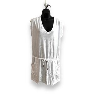 Tommy Hilfiger Women's white Printed Tie-Waist V-Neck Swim Dress Cover-Up S/Med